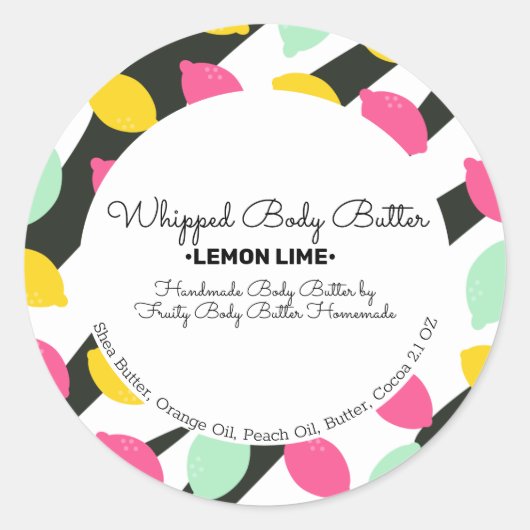 Lemon Body Butter Bath Branding Packaging Ronde Sticker (Voorkant)