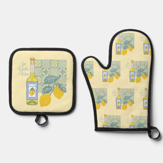 Lemon Boerderij Retro Ovenwant & Pannenlap Set (Voorkant)