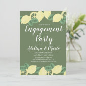 Lemon Boho Groenery Moderne Trouwfeest Kaart (Staand voorkant)