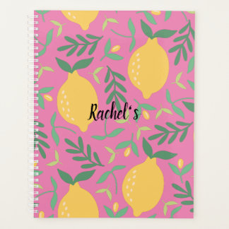 Lemon boompatroon roze gele korrelige zomer planner