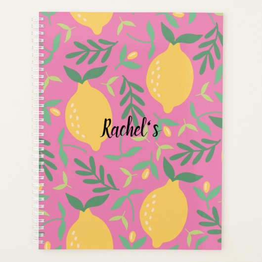 Lemon boompatroon roze gele korrelige zomer planner (Voorkant)