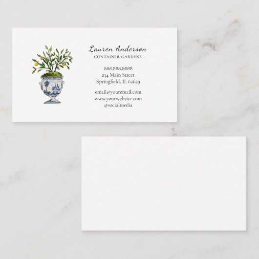 Lemon boomtopiary in pot Gardener Visitekaartje (Voorkant / Achterkant)