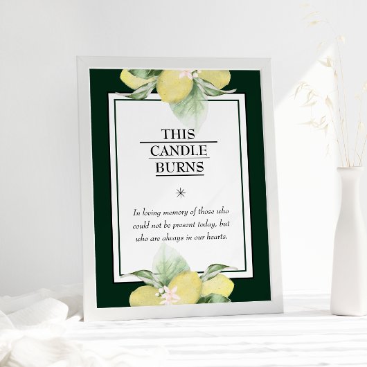 Lemon Border Emerald Green Deze kaarsbrand Poster