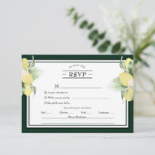Lemon Border Floral Emerald Green Menu Choice RSVP (Staand voorkant)