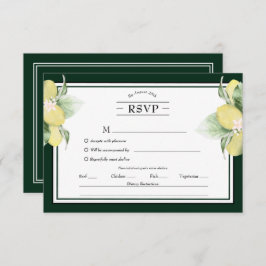 Lemon Border Floral Emerald Green Menu Choice RSVP