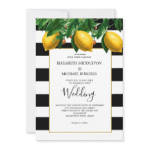 Lemon Botanical Black White Stripe Weddenschap