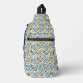 Lemon Botanical Blue and Yellow Summer Print Sling Bag (Voorkant)
