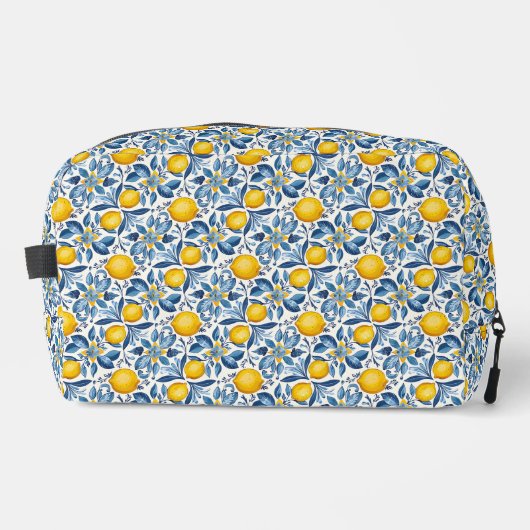 Lemon Botanical Blue and Yellow Summer Print Toilettasje (Voorkant)