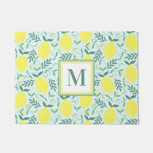Lemon botanical monogram patroonhormoon deurmat (Voorkant)