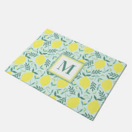 Lemon botanical monogram patroonhormoon deurmat