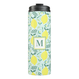 Lemon botanical monogram patroonthermotumbler thermosbeker