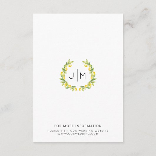 Lemon Botanical Wedding Details Kaarten (Achterkant)