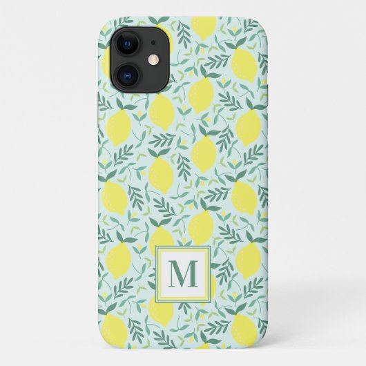 Lemon botanisch monogram patroon Case-Mate iPhone Case (Achterkant)