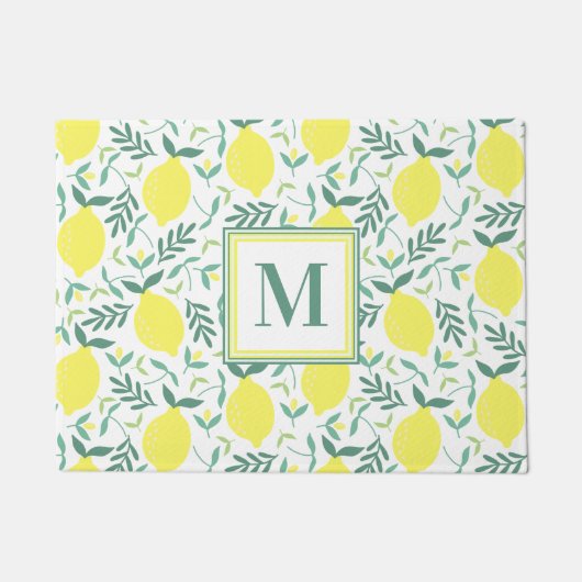 Lemon botanisch monogram patroon deurmat (Voorkant)
