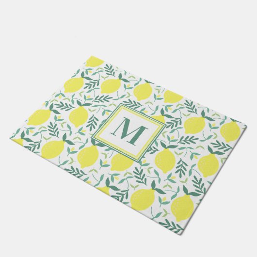 Lemon botanisch monogram patroon deurmat (Schuin)