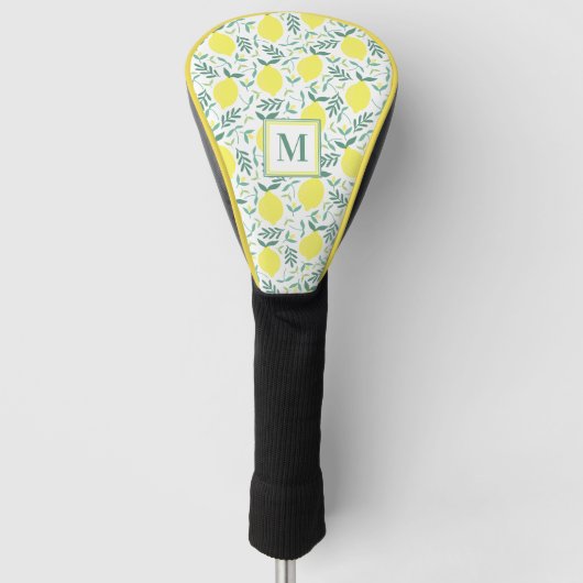 Lemon botanisch monogram patroon golfheadcover (Voorkant)