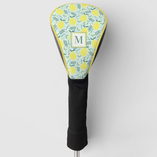 Lemon botanisch monogram patroon golfheadcover (Voorkant)