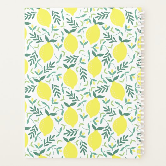 Lemon botanisch monogram patroon planner (Achterkant)