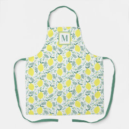 Lemon botanisch monogram patroon schort