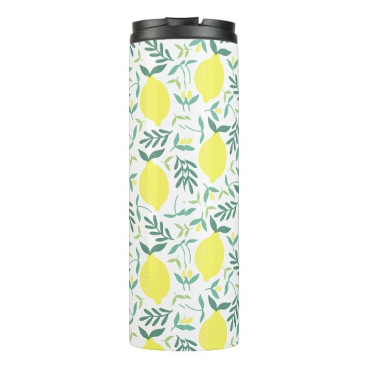 Lemon botanisch monogram patroon thermosbeker (Achterkant)