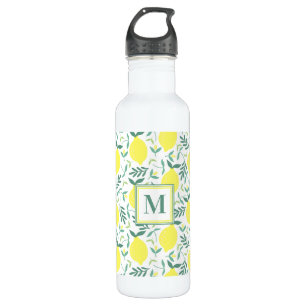 Lemon botanisch monogram patroon waterfles