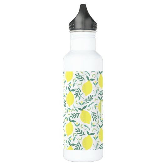Lemon botanisch monogram patroon waterfles  (Links)