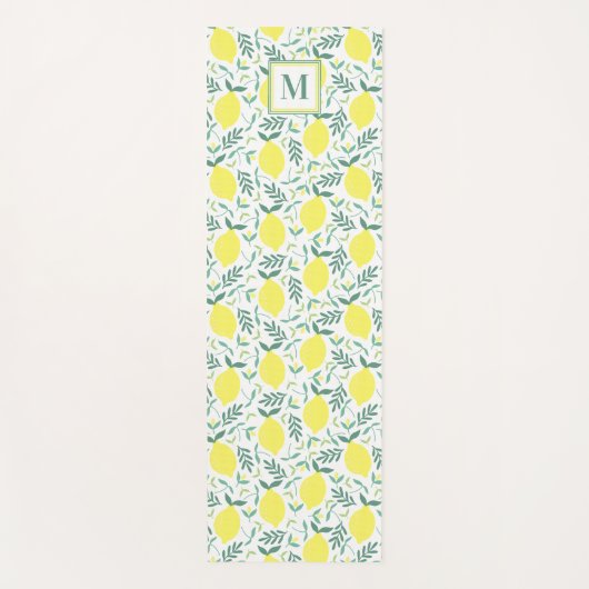 Lemon botanisch monogram patroon yogamat (Voorkant)