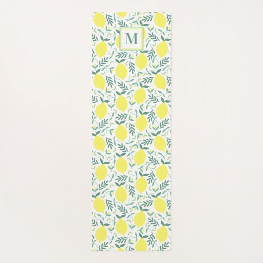 Lemon botanisch monogram patroon yogamat (Achterkant)