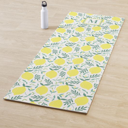 Lemon botanisch monogram patroon yogamat (In situ)
