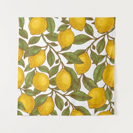 Lemon botanisch naadloos patroon wandkleed (Voorkant)
