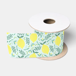 Lemon botanisch patroon satijn lint