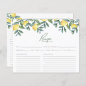 Lemon Botanische Bruiloft Feest Recept Kaart (Voorkant / Achterkant)