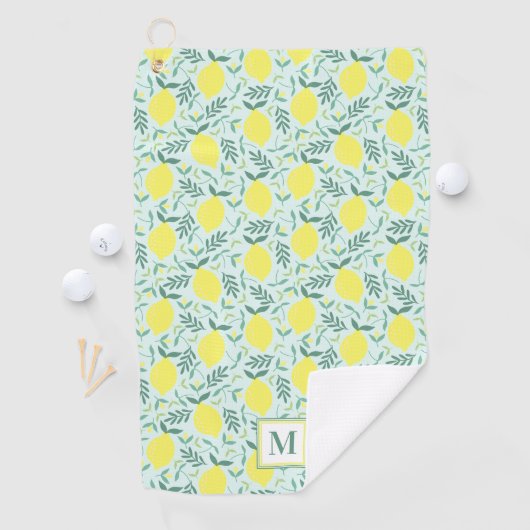 Lemon botanische monogram golfhanddoek (Insitu)