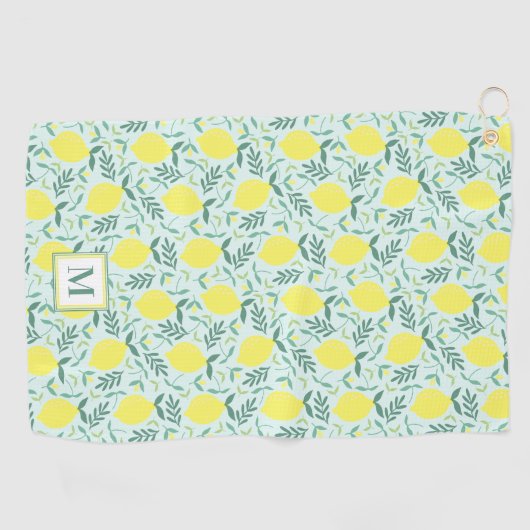 Lemon botanische monogram golfhanddoek (Horizontaal)