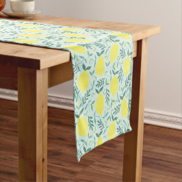 Lemon botanische patroonrunner korte tafelloper