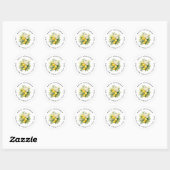 Lemon Bouquet with White Blossoms - Address Ronde Sticker (Vel)