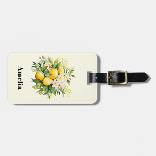 Lemon Bouquet with White Blossoms Bagagelabel (Voorkant horizontaal)