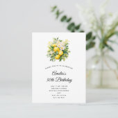 Lemon Bouquet with White Blossoms Birthday Briefkaart (Staand voorkant)