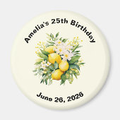 Lemon Bouquet with White Blossoms Birthday Magneet (Voorkant)