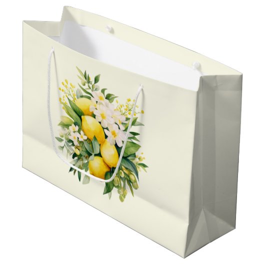 Lemon Bouquet with White Blossoms Groot Cadeauzakje (Voorkant Gekanteld)