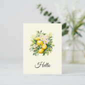 Lemon Bouquet with White Blossoms Hello Briefkaart (Staand voorkant)
