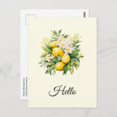 Lemon Bouquet with White Blossoms Hello Briefkaart (Voorkant / Achterkant)