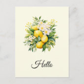 Lemon Bouquet with White Blossoms Hello Briefkaart (Voorkant)