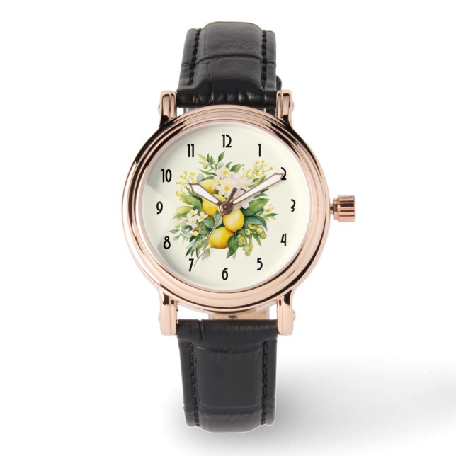 Lemon Bouquet with White Blossoms Horloge (Voorkant)
