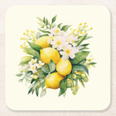 Lemon Bouquet with White Blossoms Kartonnen Onderzetters (Voorkant)