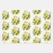 Lemon Bouquet with White Blossoms Pattern Inpakpapier Vel (Voorkant 2)