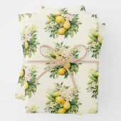 Lemon Bouquet with White Blossoms Pattern Inpakpapier Vel (In situ)