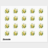 Lemon Bouquet with White Blossoms Ronde Sticker (Vel)