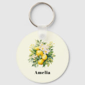 Lemon Bouquet with White Blossoms Sleutelhanger (Achterkant)