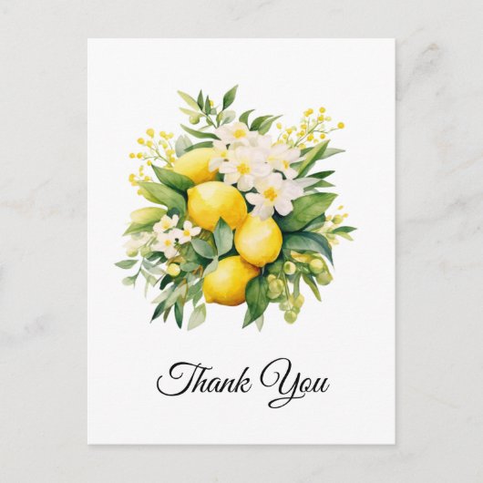 Lemon Bouquet with White Blossoms Thank You Briefkaart (Voorkant)